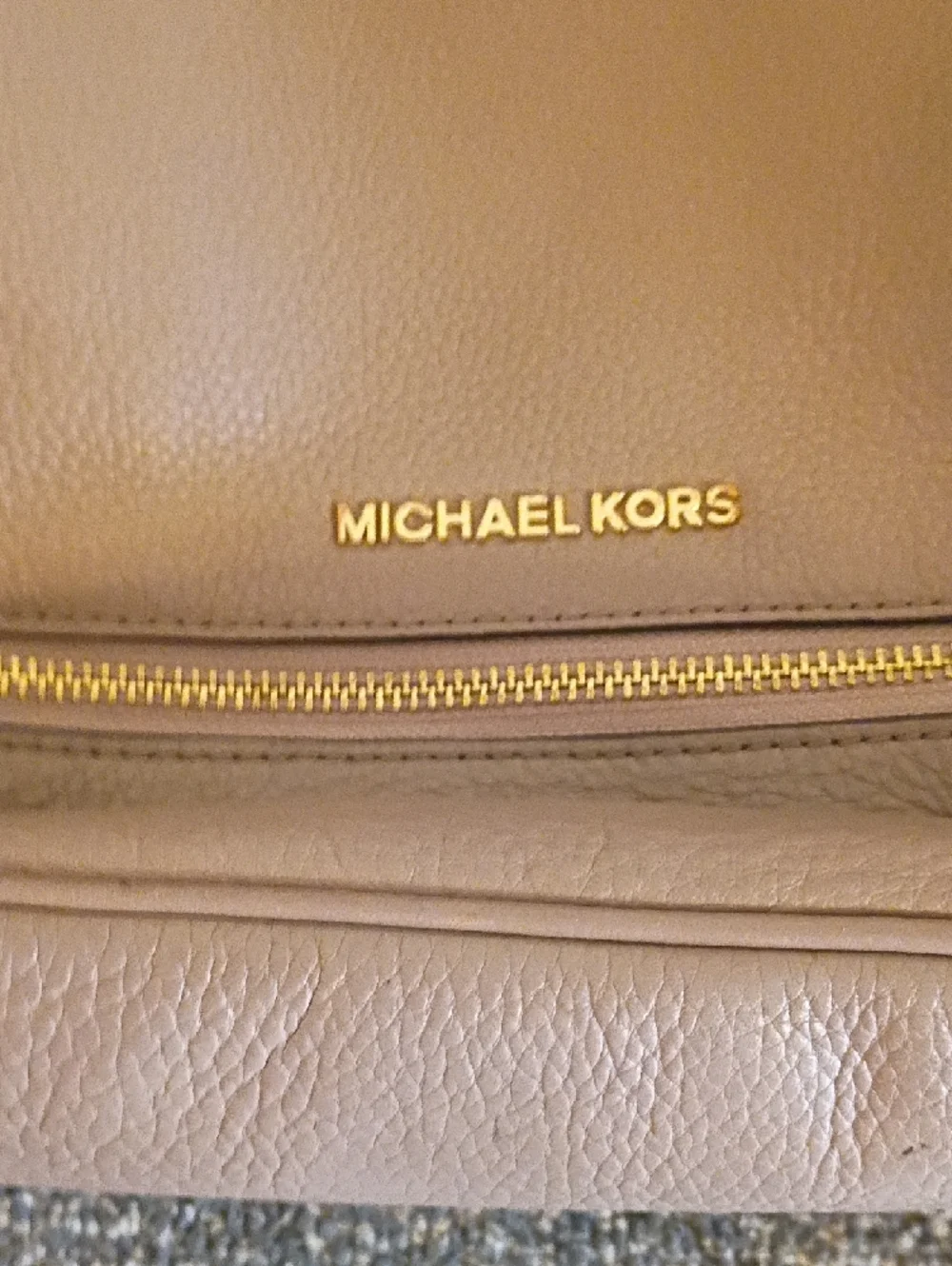 Michael Kors Taupe Pebbled Leather Backpack with Gold Hardware - Picture 3 of 9